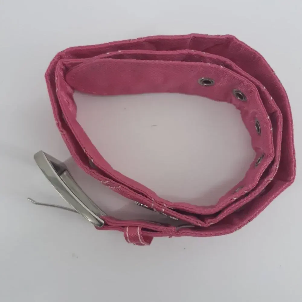 Puma Y2K Pink Quilted Belt Silver Tone Size 37